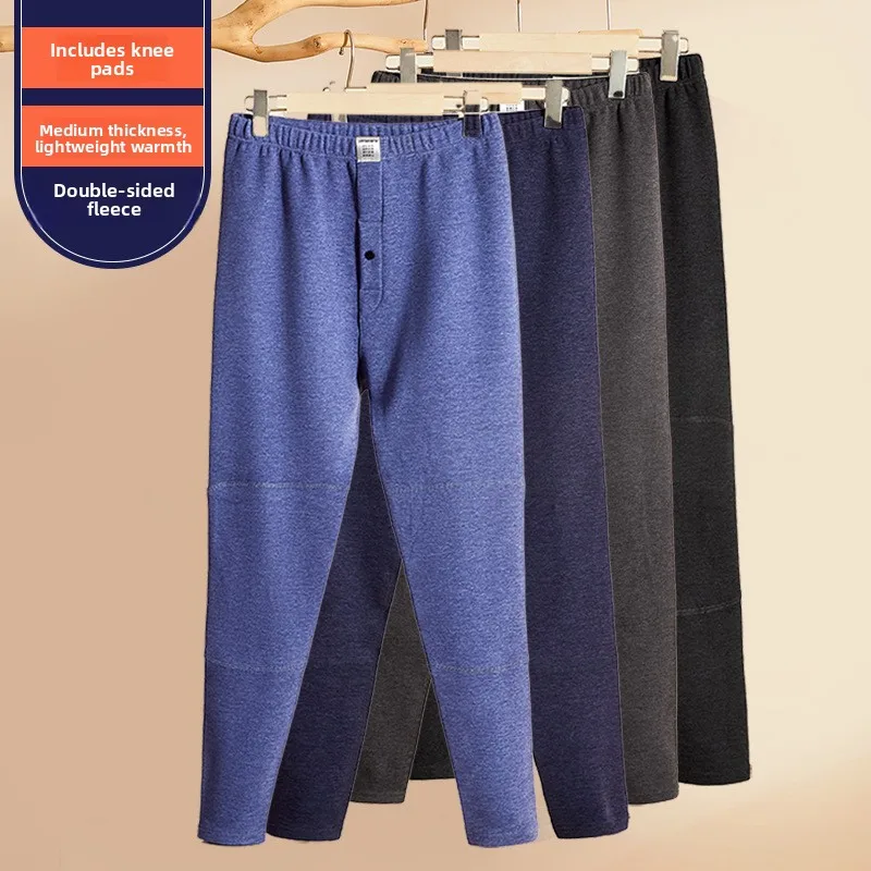 

Теплые свободные мужские брюки на осень-зиму с высокой талией из немецкого вельвета, с наколенниками, длинные, для мужчин среднего и старшего возраста