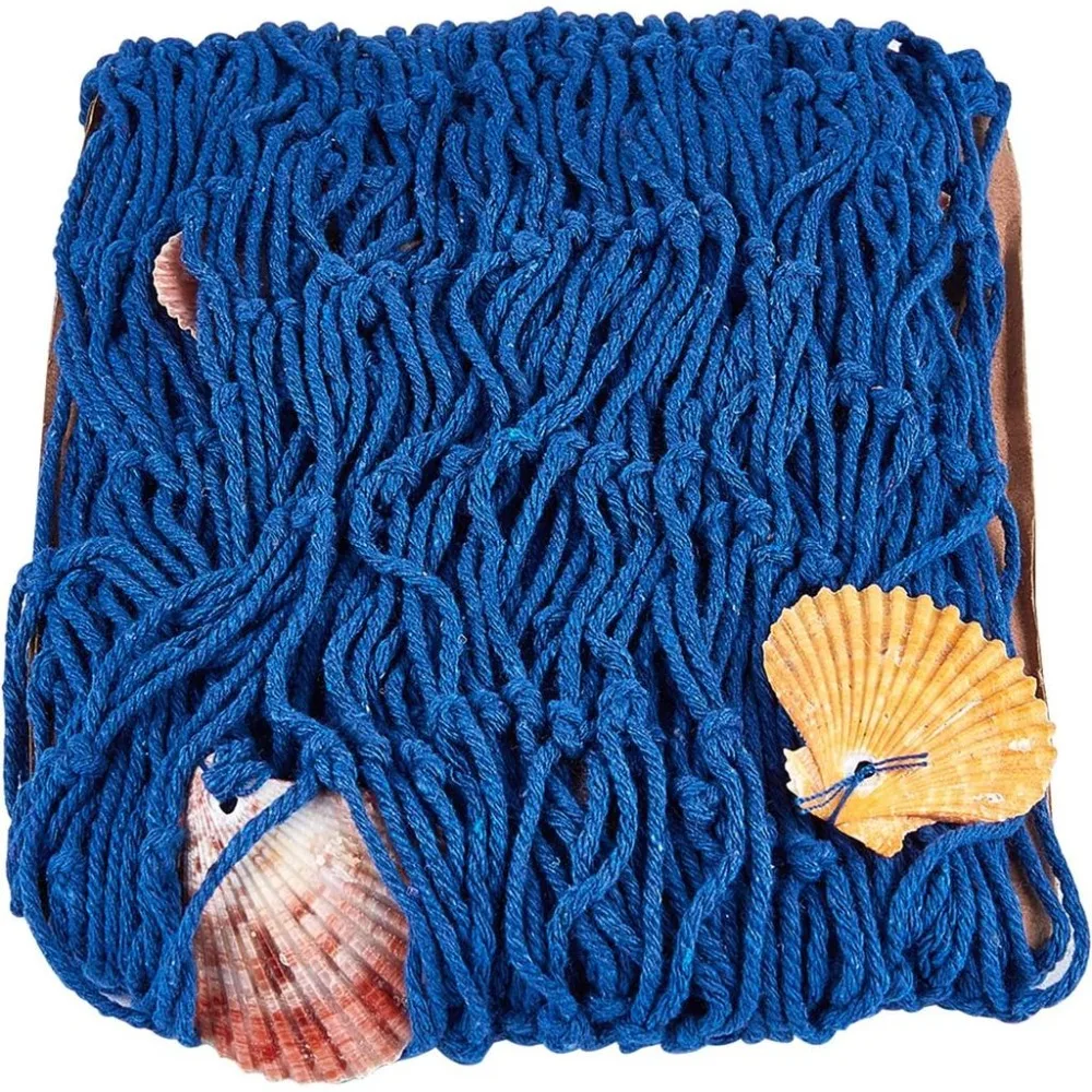 1PCS 79x40 Inches Decorative Fishing Net Wall Decor with Seashells Beach Theme Decor for Party Home Bedroom Mediterranean
