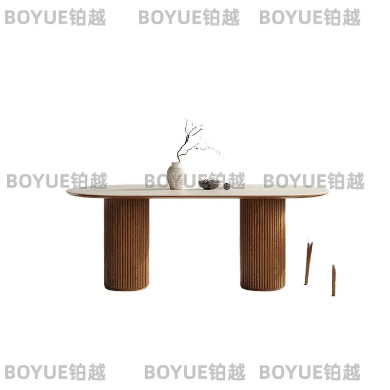 Solid Wood Oval Dining Table Minimalist Light Luxury Household Desk Conference Workbench Modern Furniture for Home Office