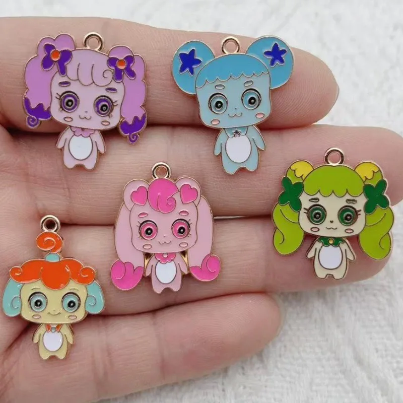 10 piezas de accesorios de joyería de aleación con diseño de dibujos animados y efecto de goteo de aceite, para colgantes, pendientes, pulseras y proyectos DIY