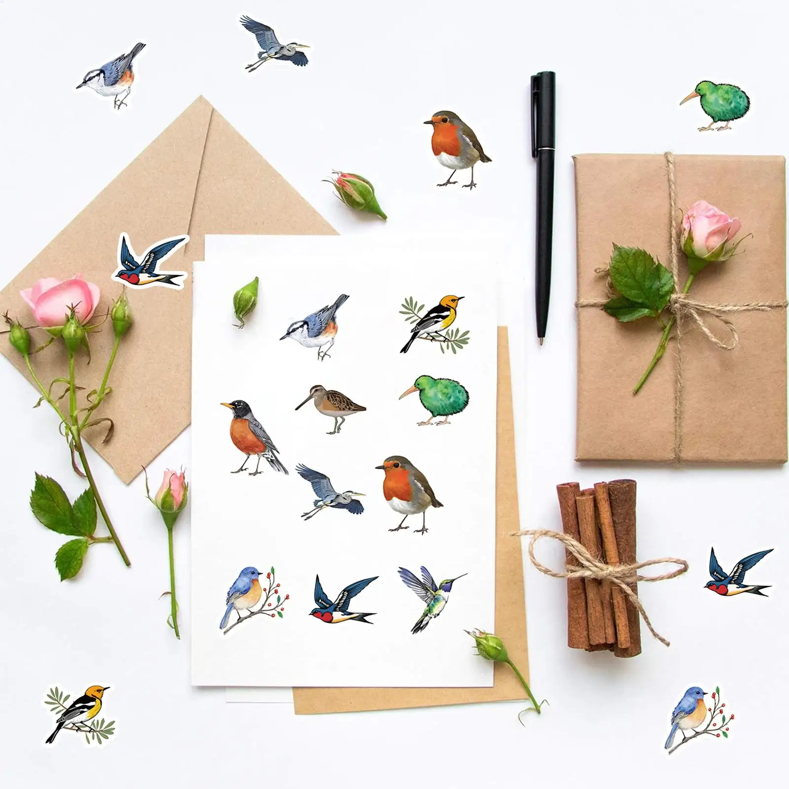 

500pcs/roll Animal Stickers Cartoon Bird Adhesive Decals, Waterproof for Water Bottle Laptop Skateboard, Kids Adults