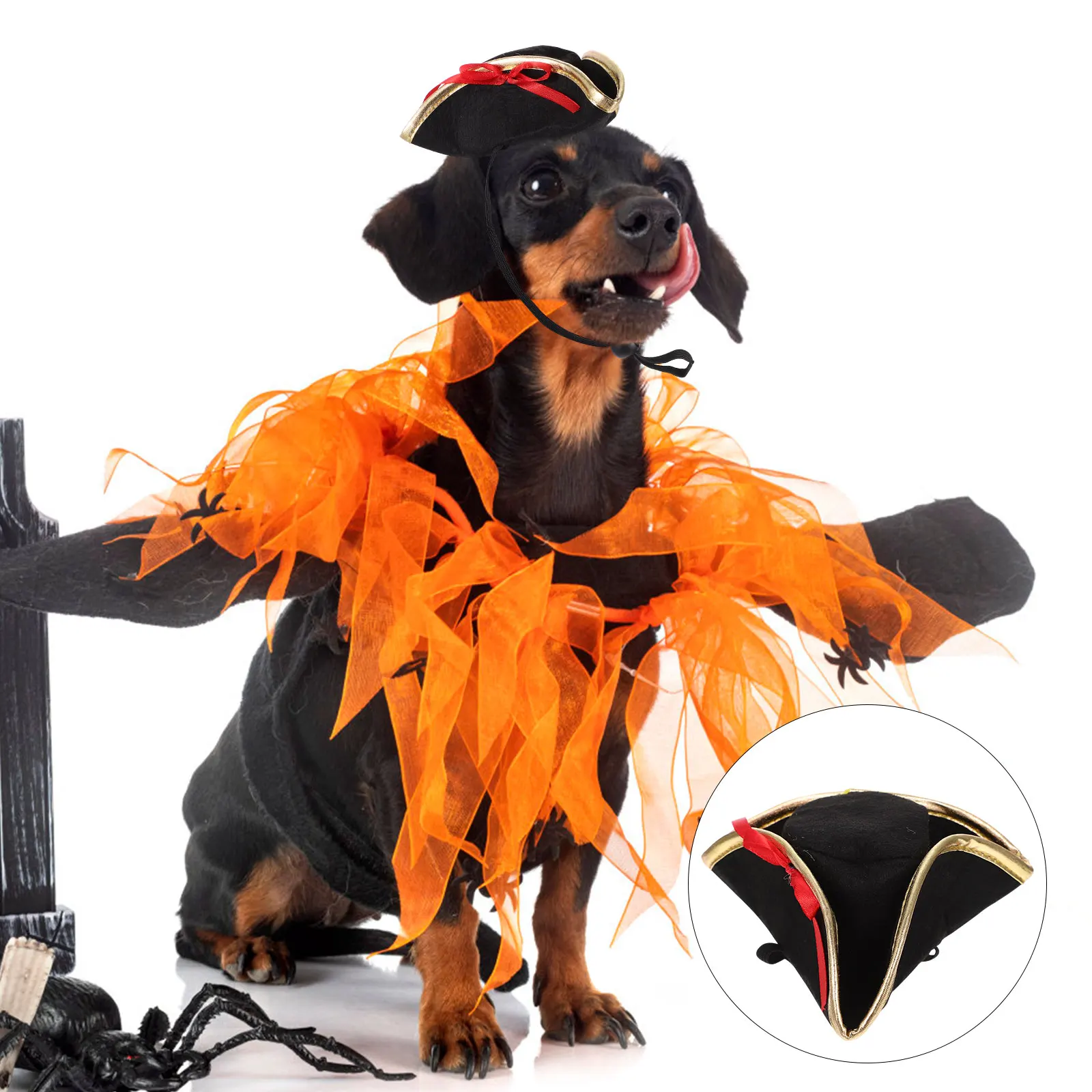 

Pirate Style Durable Halloween Pet Accessory Dog Cat Decor Wear Decorative Puppy Hat resistant Polyester Dog Hat