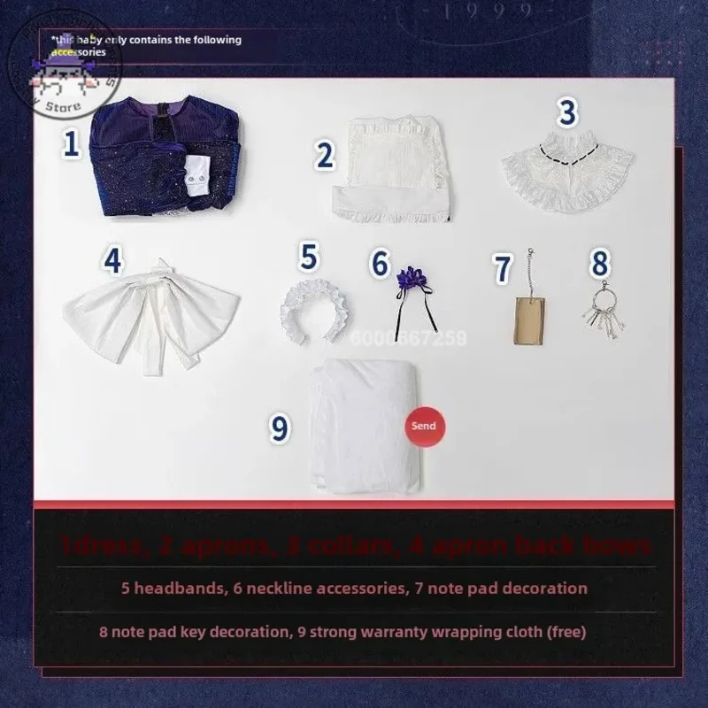 Disfraz de Cosplay Sky06 Tuesday con peluca, juego popular inverso: 1999, traje de Anime Christine, vestido de sirvienta, uniforme, fiesta de Halloween, rol P66lU &