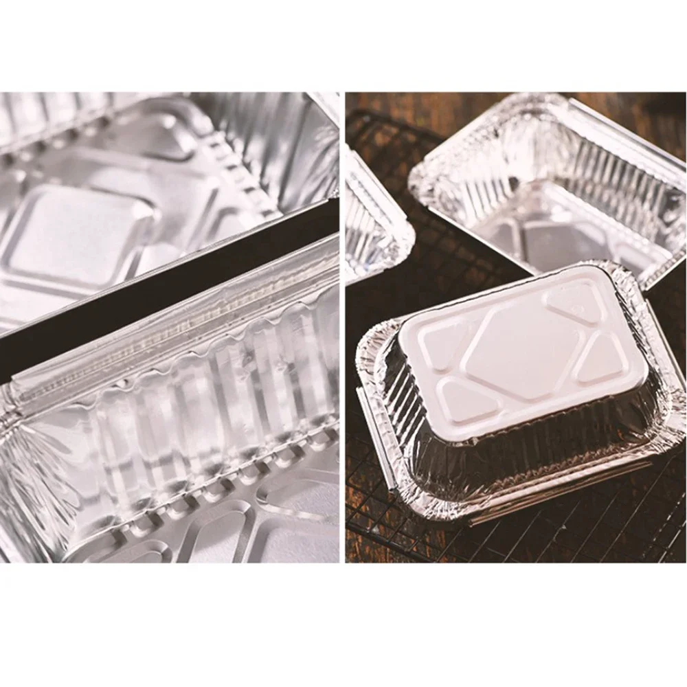 50 Uds. Para bandeja de papel de aluminio apilable resistente a la bandeja plateada 50 Uds. Bandejas de papel de aluminio