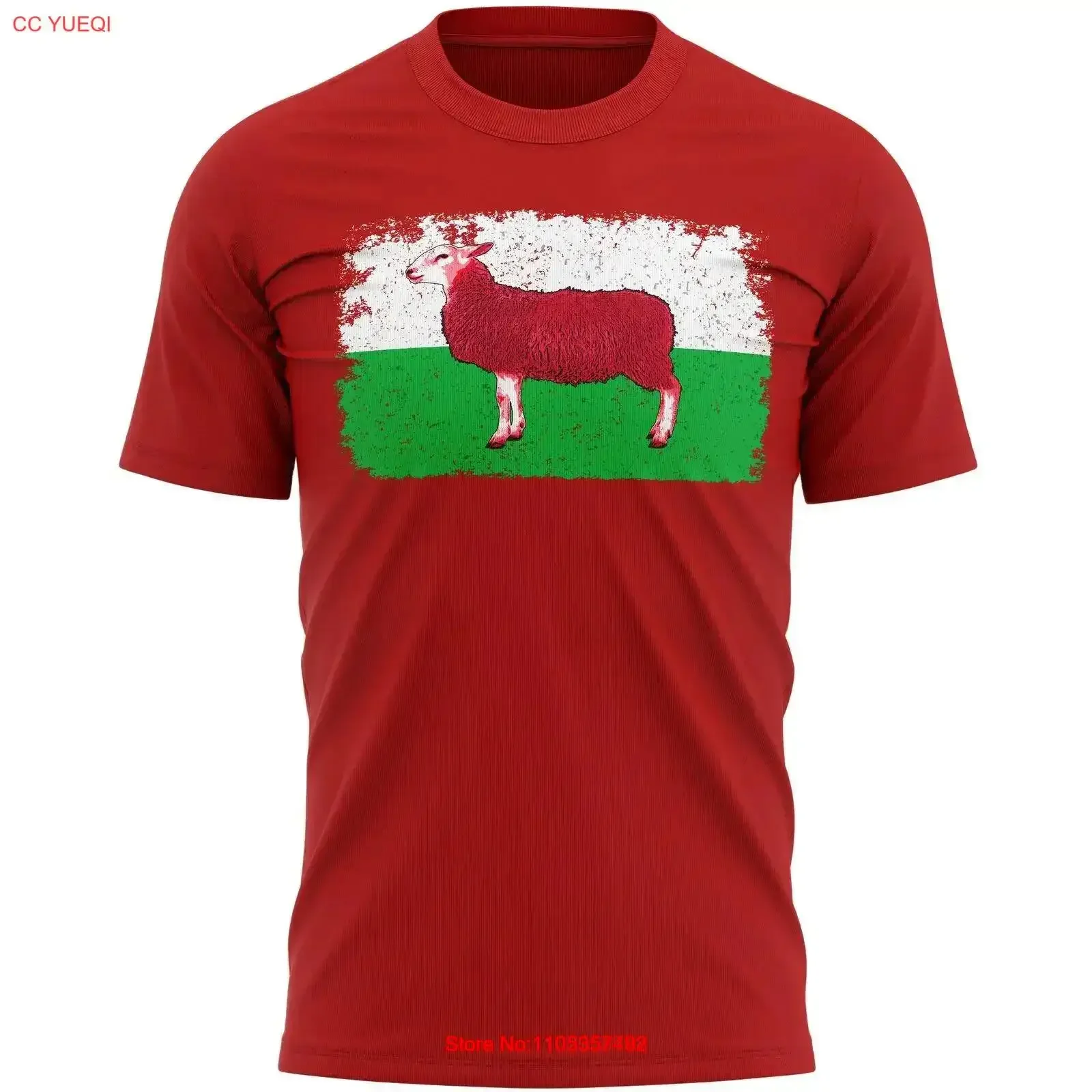Lustiges Wales-Schaf-Flaggen-T-Shirt, Rugby, Him Cymru Supporter's, Herren-Vintage-T-Shirt, gewaschen, lässig, bequem, weich, modisch, leicht