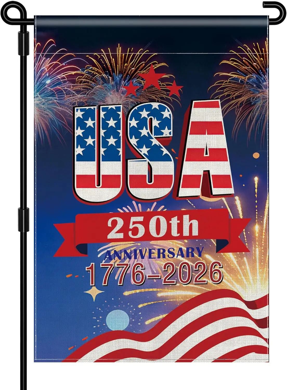 Bandera de Jardín para el 250 Aniversario, 12x18 Pulgadas, Doble Cara, Bandera Americana para el 250 Aniversario de EE. UU., Bandera Patriótica Americana de 1776 para Jardín D MMZ