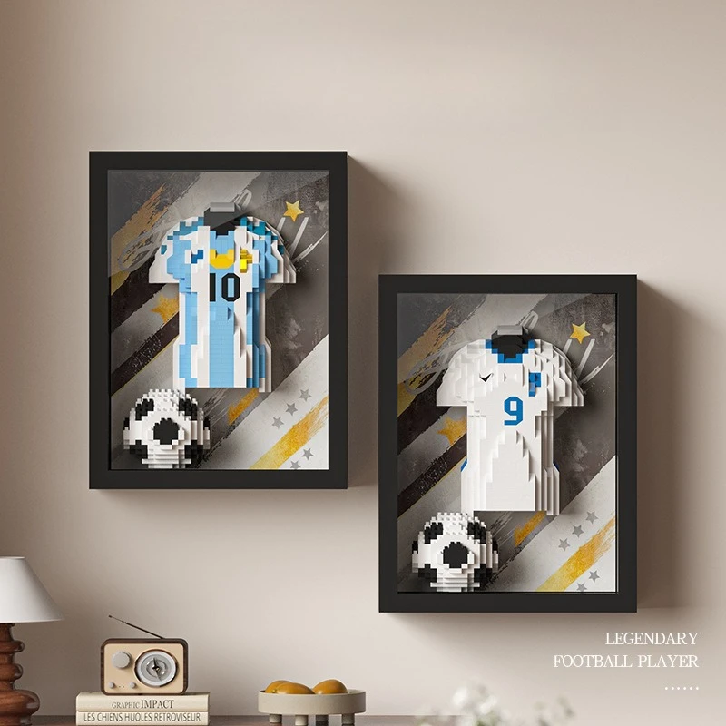 NEW Classic Friends Soccer Jersey And cup Frame Mini Building Block Set 400-800+ Pieces for Desktop & Wall Display Gift Decor