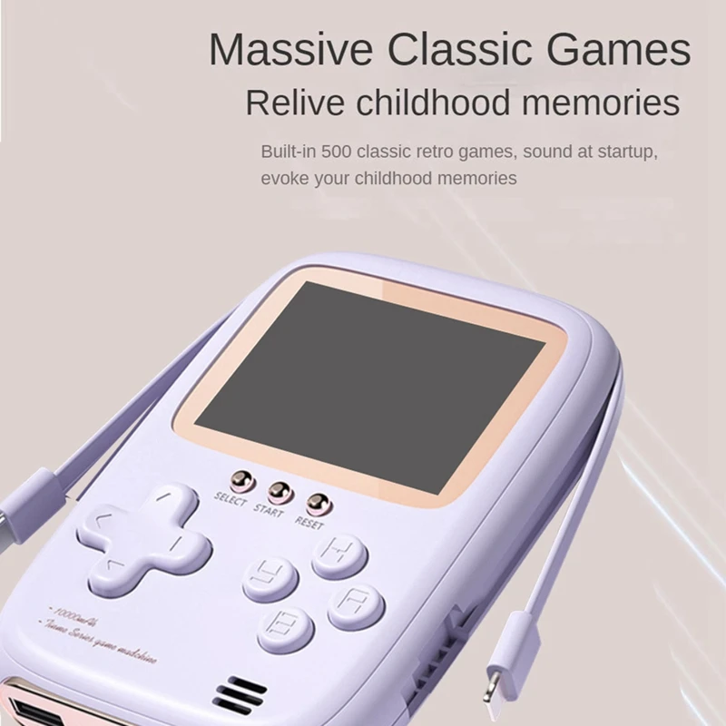 Handheld Retro Game Console 2-In-1 Power Bank 10000 Mah With Two-Wire Charging Nostalgic Retro Childhood Games C