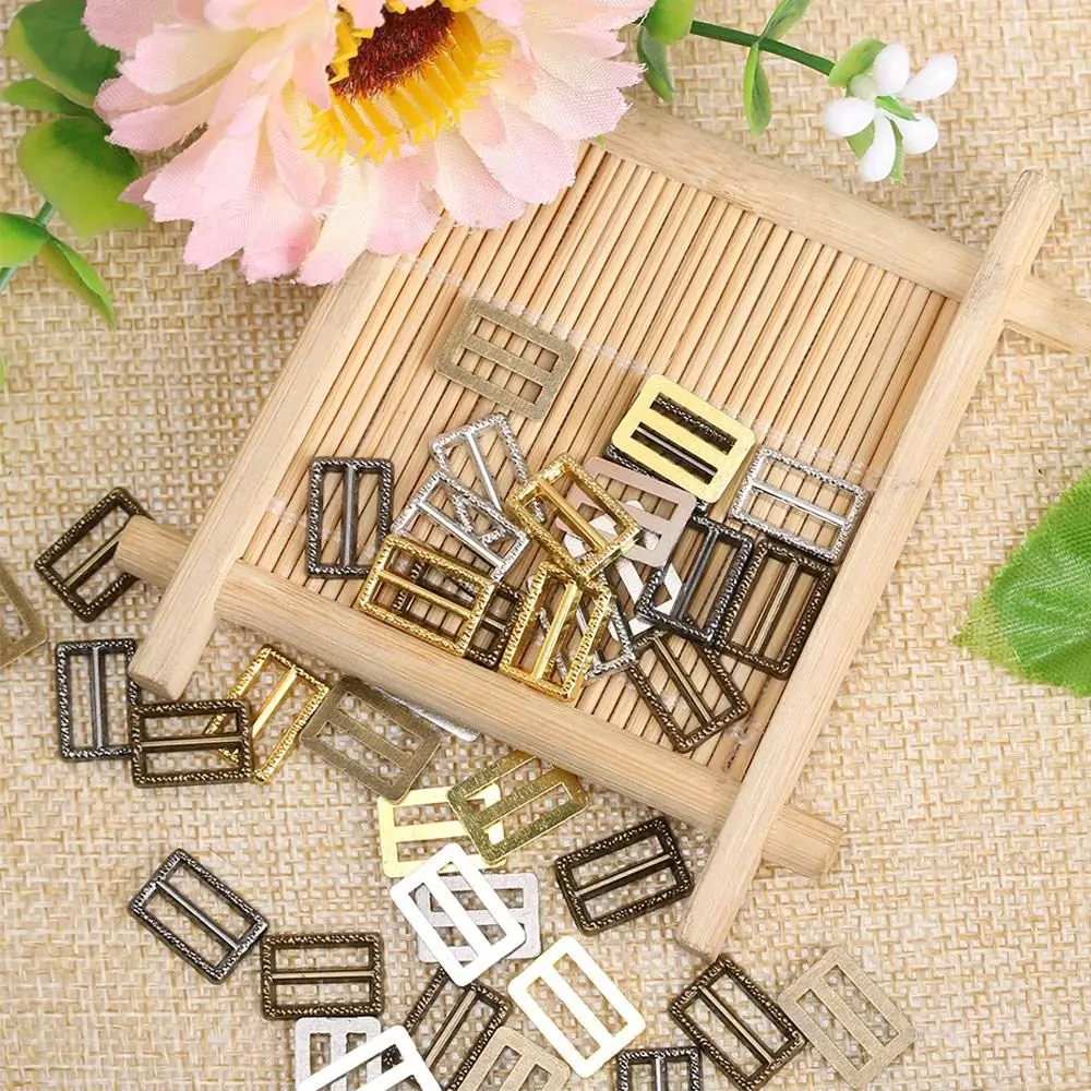 20/40pcs Newest 4 Colors Girls  Tri-glide Buckle  Bags Accessories Diy Dolls Buckles Pattern Belt Buttons