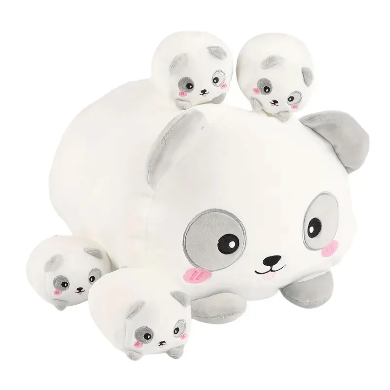 

46cm Mother and child panda five-piece plush toy panda zipper toy for boys and girls Christmas and Halloween gifts