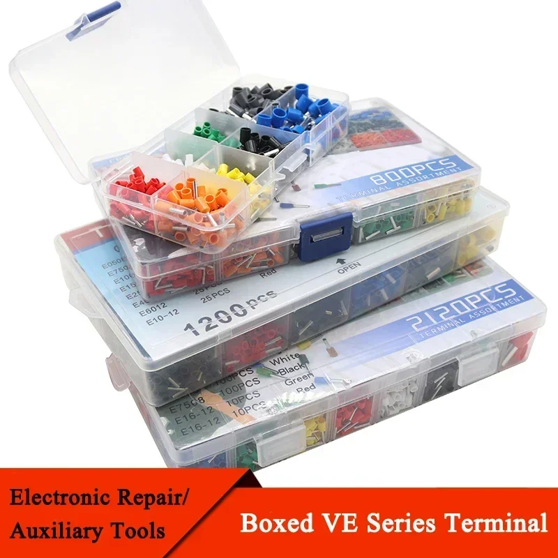 

Boxed VE Series Insulated Terminal Block Cord End Crimping Sleeve Terminal Cable Wire Connector Electrical Pipe Terminals Suit