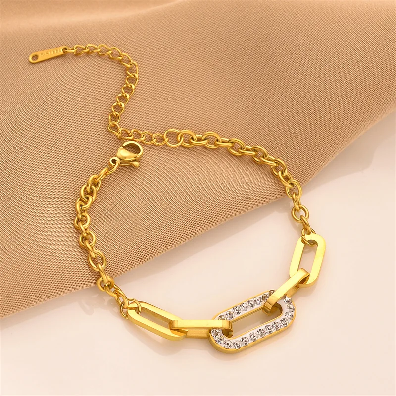 Lucky99 2024 New Fashion Stainless steel Thick Bracelets For Women Cool Waterproof Statement Chain Bracelet Hiphop Hand Jewelry