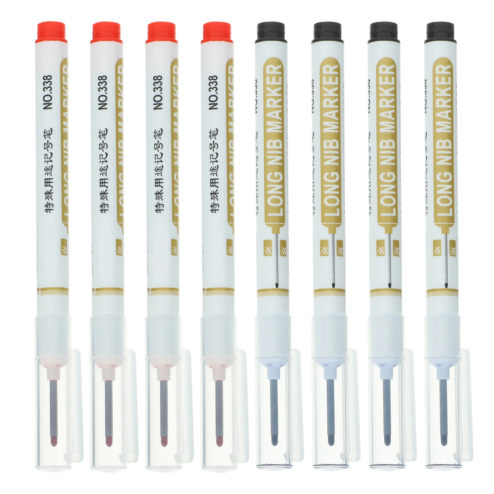 

8Pcs Long Nib Marker Pen for Metal Wood Glass Rubber - Deep Hole Marking Tool for Carpentry Woodworking Construction Industrial