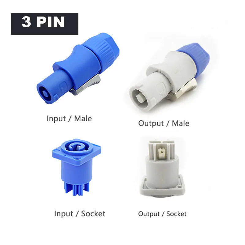 

Powercon Connector Lockable Cable Connector Chassis Socket for Electric Drill LED Screen Stage Lighting Power Connecting