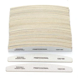 10Pcs Strong Sandpaper Nails File 100 180 240 Griting Sanding Banana Grey Nail Files Buffer For Manicure Trimming Nail Art Tools