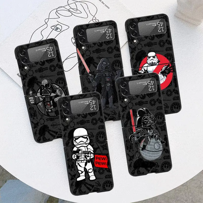 Star W-Wars Cute Case for Samsung Galaxy Z Flip 4 3 5 5G Flip Shockproof Capa 6.7 Inches Black Hard PC ZFlip 4 Phone Cover