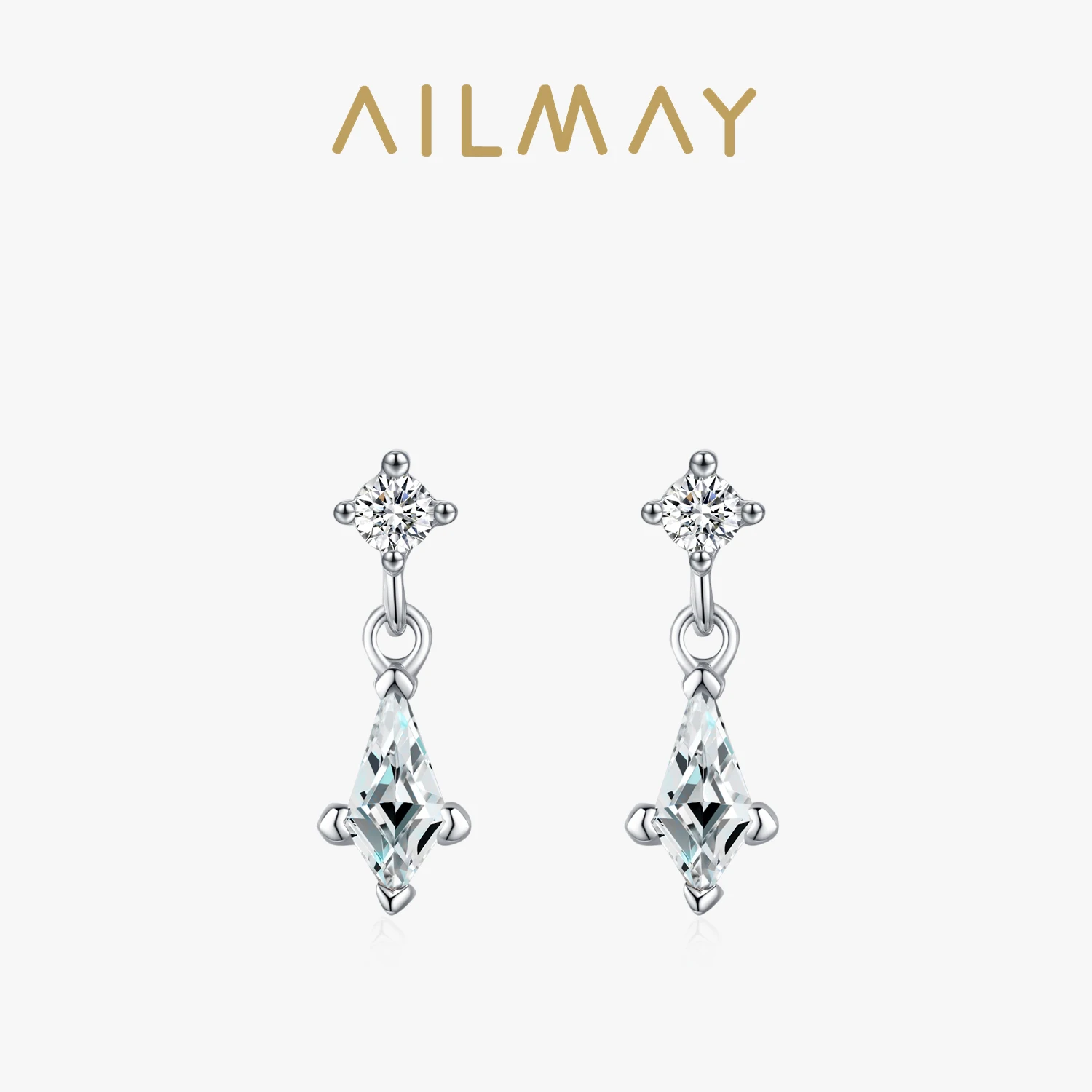 

Ailmay 925 Sterling Silver Personality Sparkling Kite Zircon Swings Stud Earrings For Women Girls Trendy Party Jewelry