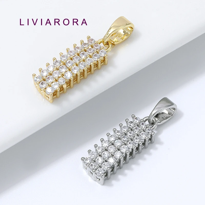 1/2/3Pcs 18K Gold Plated Brass With Zircon Long Rectangle Bar Charms Pendant For DIY Necklace Making Jewelry Making Findings