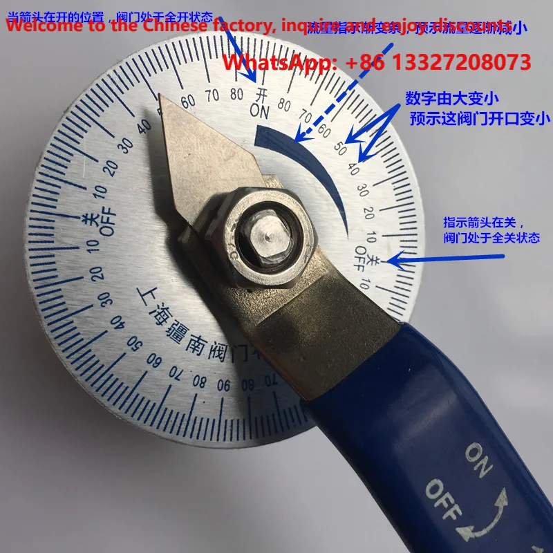 Stainless steel regulating ball valve, two-piece internal thread with dial valve, manual water and gas switch, 4-point DN15