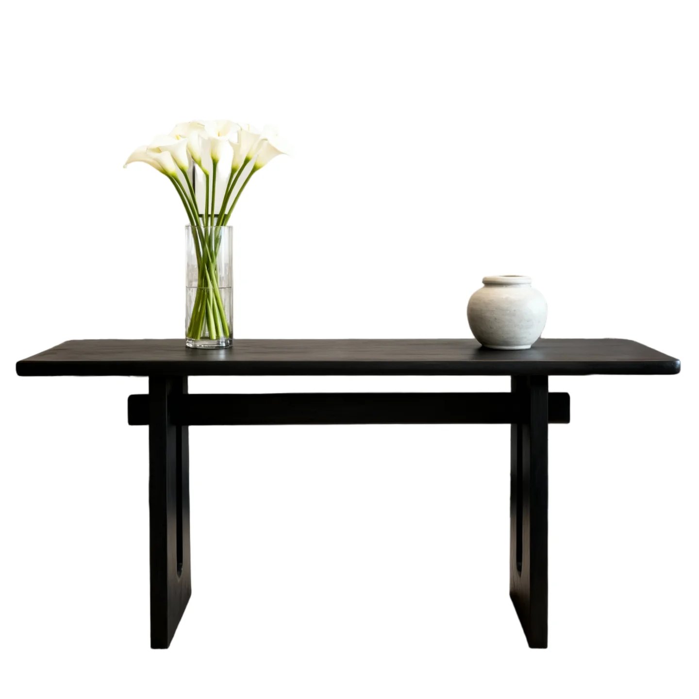 #Modern Farmhouse Hotel Dining Style Solid Wood Handmade Eco-Friendly Durable Luxury Black Console Table for Living Room