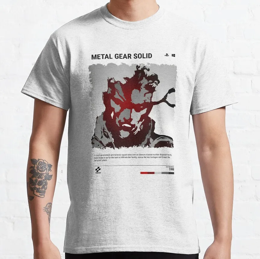 

Metal Gear Solid - MGS Poster biga boss Snake Kojima Video game Printed t-shirt for MGS fan plus size Mens graphic tshirts