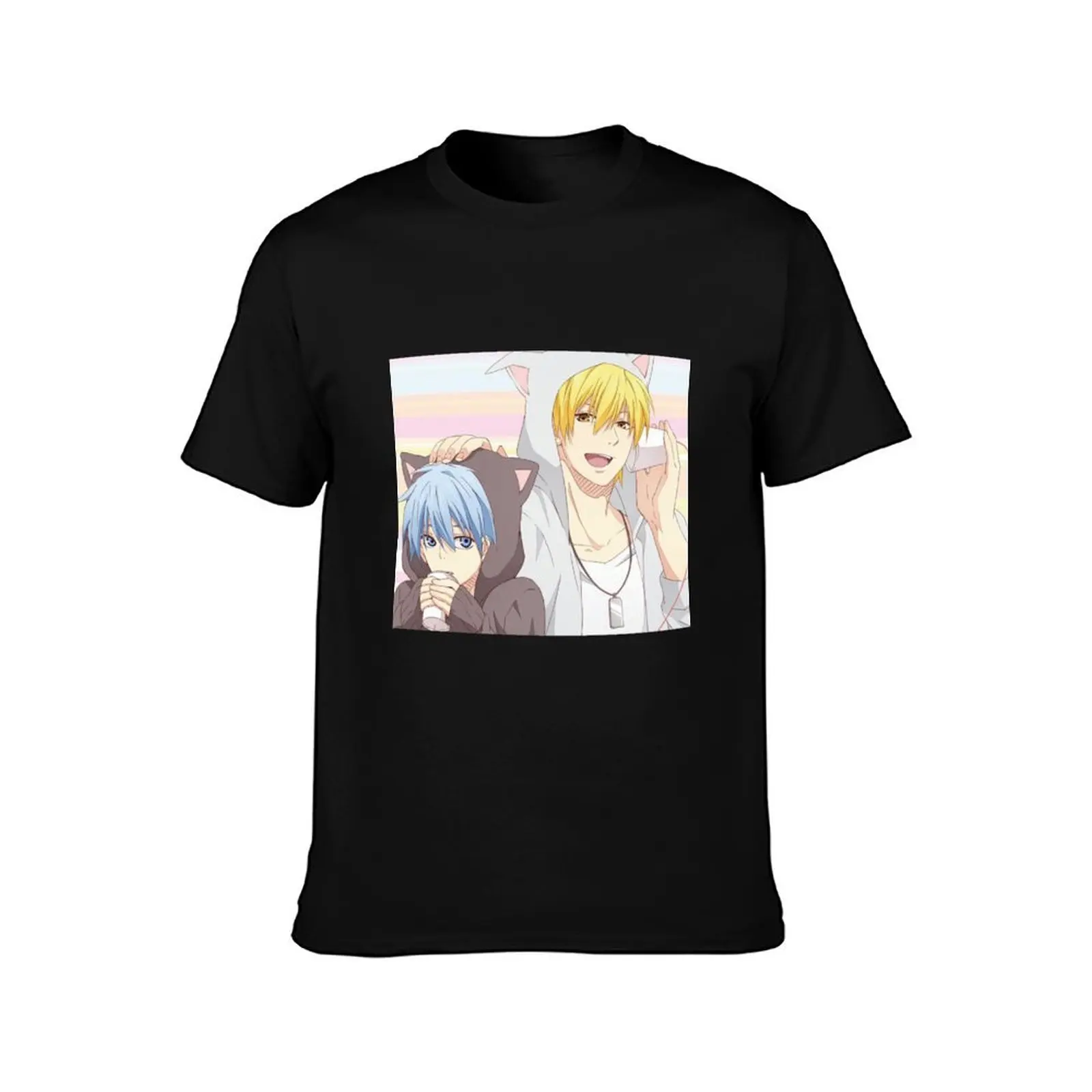 Kuroko's basket Artwork - Tetsuya Kuroko and Ryota Kise dressed as cats T-Shirt Sports Casual Short Sleeve Cotton Tee T-Shirt