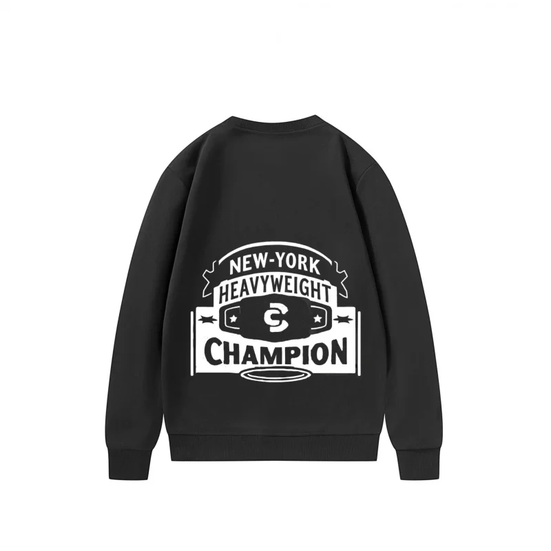 سويت شيرت رجالي أسود بطباعة جرافيك بطل الوزن الثقيل في نيويورك للارتداء الكاجوال