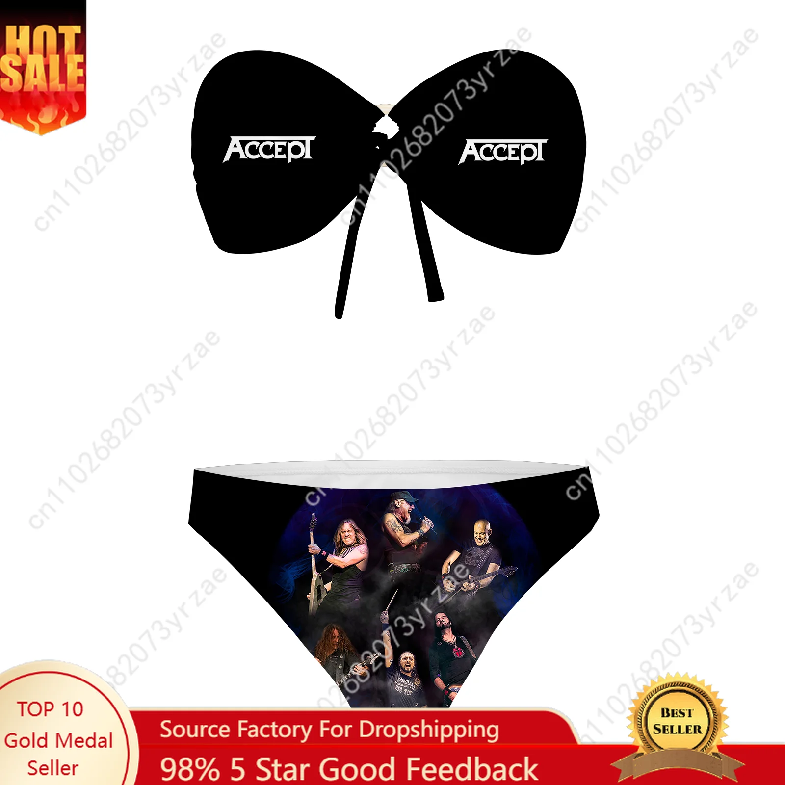 

Accept Band Strapless Swimsuit Womens Bathing Suits Personalized Fashion Swimwear Pool Party Beach Sexy Bikini Custom Beachwear