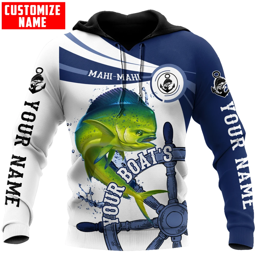 

Custom name Mahi mahi fishing boat team 3D Printed Men's Hoodie & Sweatshirt Autumn Unisex Zip Hoodies Casual sportswear KJ870