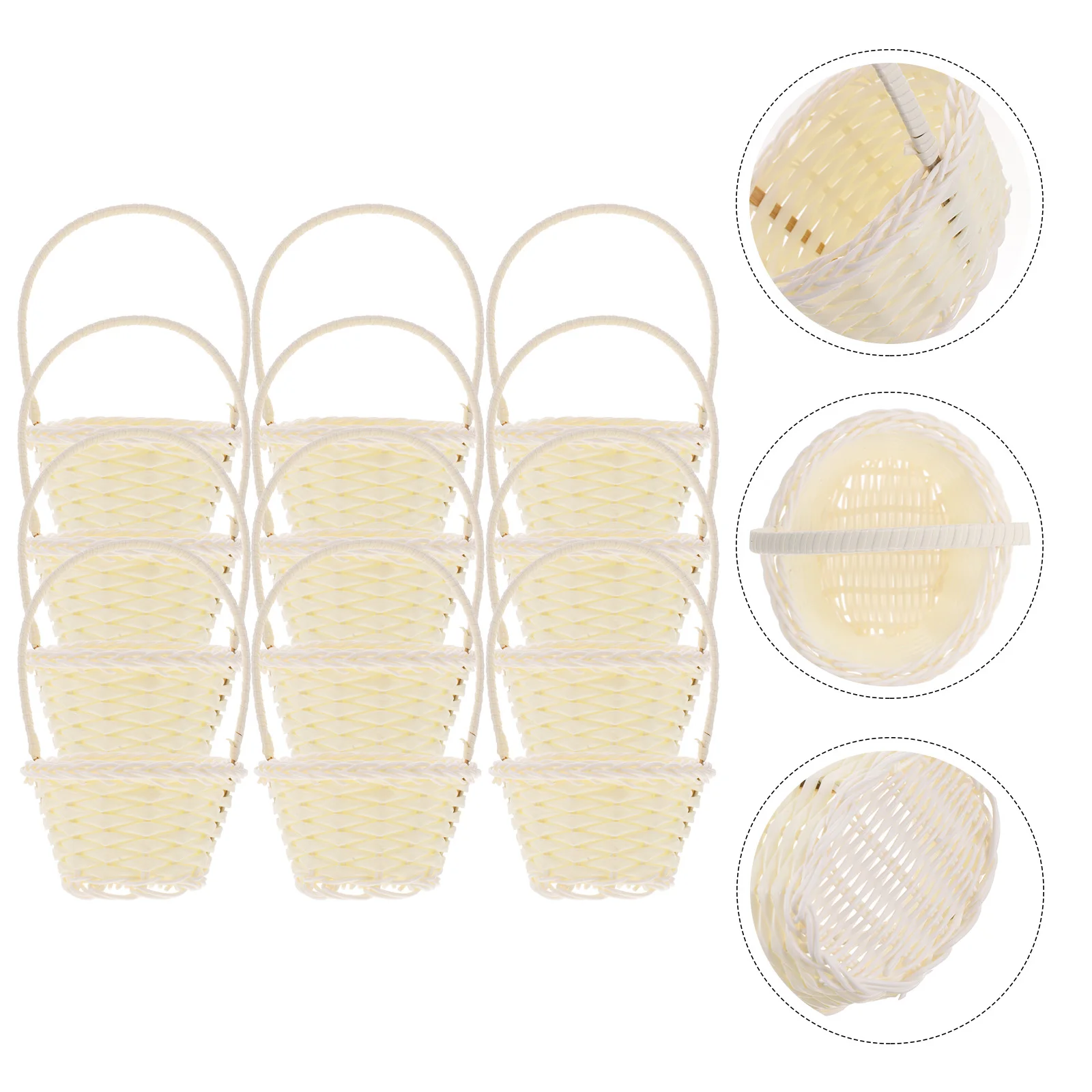 

12Pcs Cute Easter Basket Childrens Woven Fruit Multipurpose Holder Stable Performance Easy Carry