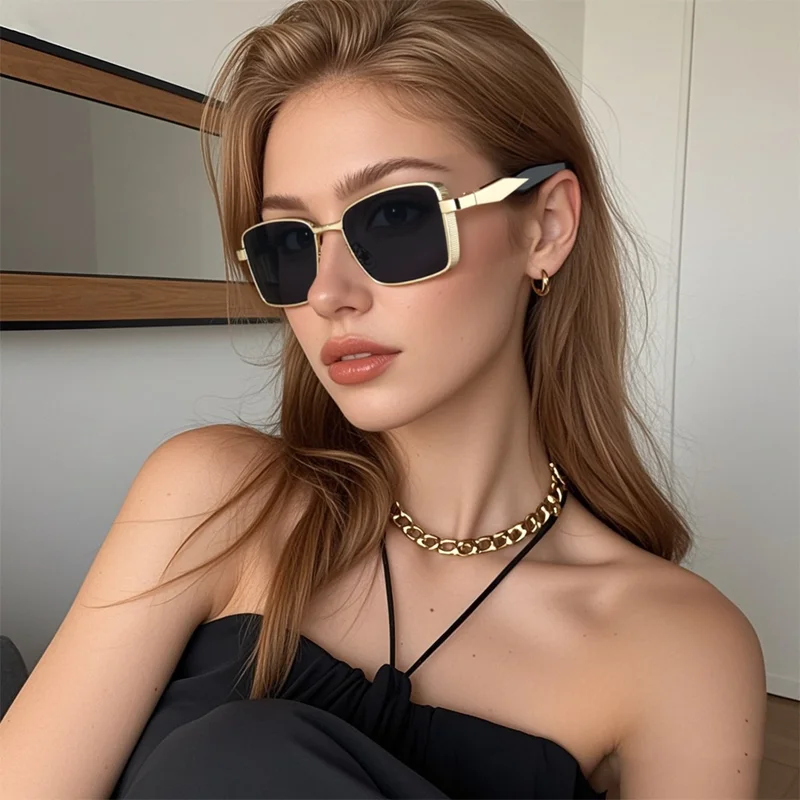 بسيطة موضة مربع النظارات الشمسية النساء الرجال Vintage الاتجاه العلامة التجارية نظارات شمسية الأعمال تخفيف الذكور الإناث نظارات واقية UV400