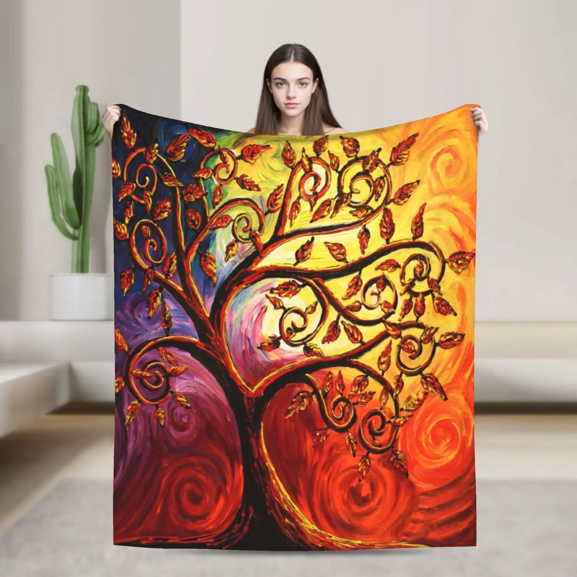 The Tree of Life Blanket Cover Sunset Plush Throw Blankets Bed Sofa Personalised Lightweight Bedspread