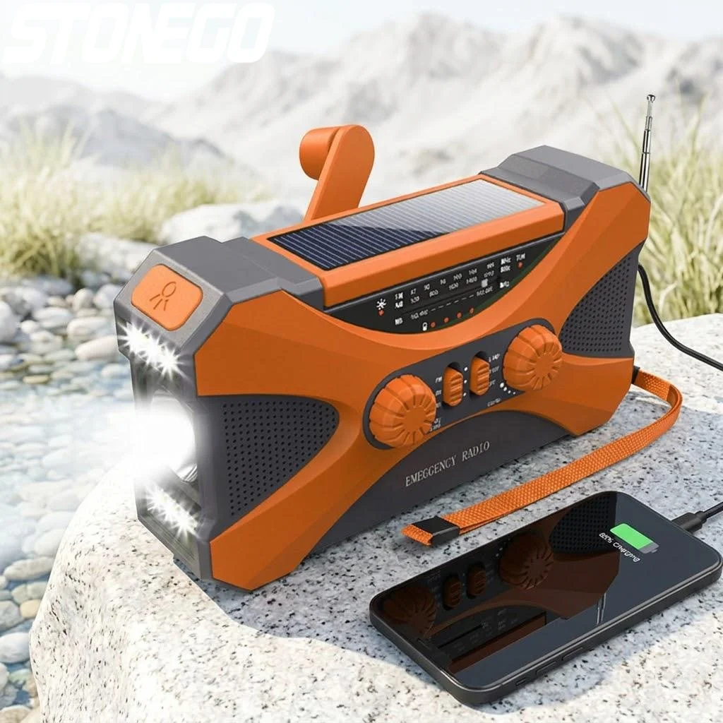 

Портативное солнечное радио 10000 мАч с AM/FM/NOAA, двойными стереодинамиками, зарядкой для телефона, LED-фонариком, SOS-сигналом и аварийным питанием