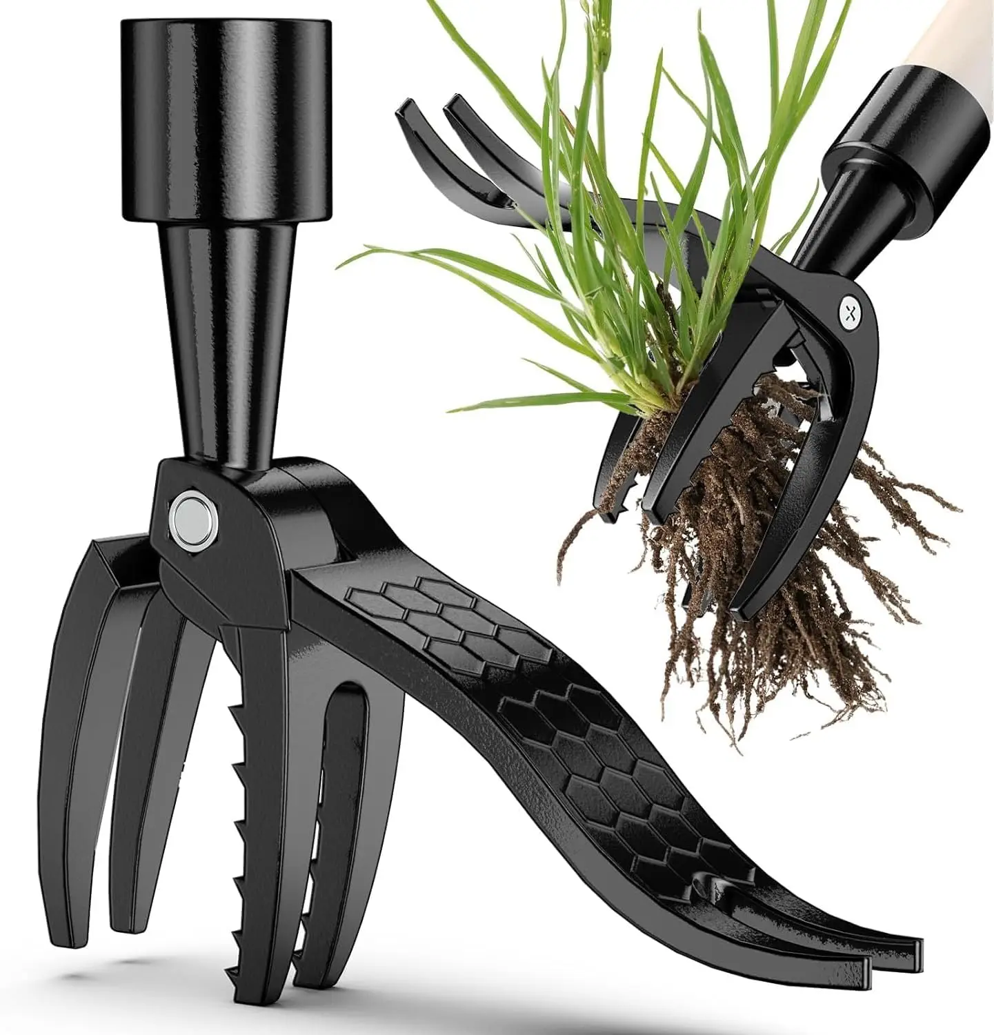 

Stand Up Weed Puller Tool Detachable Heavy Duty Design with No-Bend Steel Claws The Original Dandelion Root Extractor for Lawn