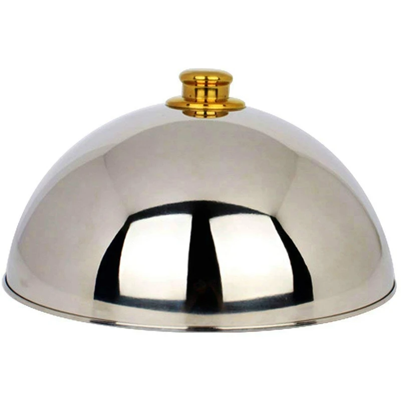 12 Inch Stainless Steel Cheese Melting Dome And Steaming Cover,Polished Steak Cover,Cloche Serving Dish Food Cover,Best For Flat