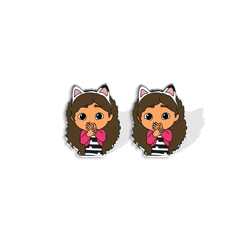 Gabby Dollhouses Stud Earrings for Women Girl Anime Cartoon Cat Kawaii Jewelry Accessories Kids Girl Cute Earring Birthday Gifts