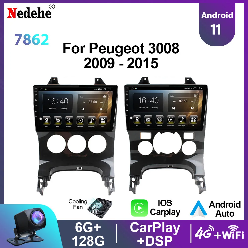 

8G 256G Car Radio Stereo Android 13 Carplay For Peugeot 3008 2009 - 2015 Multimedia Video Player HD Screen GPS Autoradio WIFI 4G