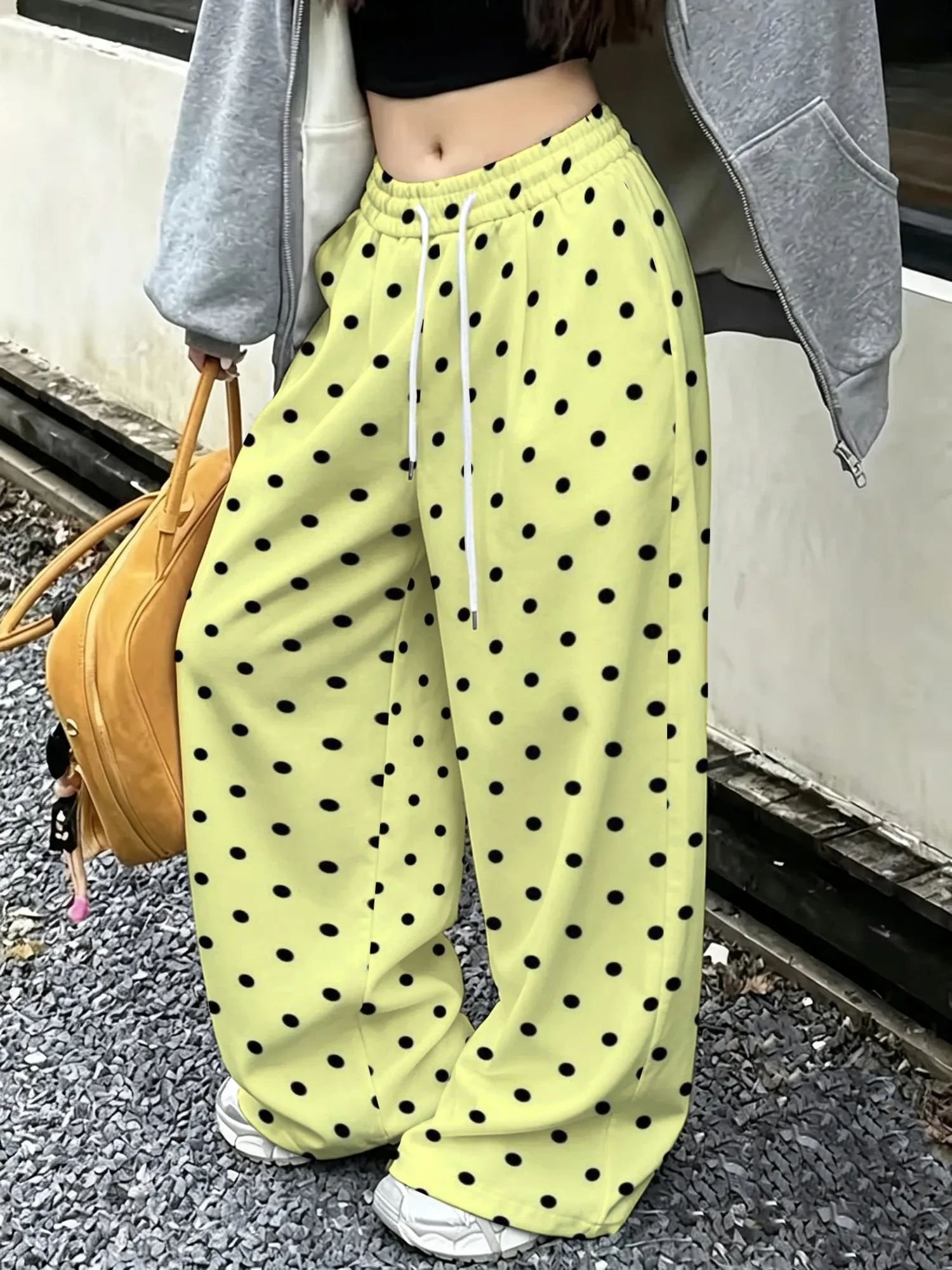Korean Style Age Reducing Polka Dot Printed Pants for Children and Women, Versatile Street Casual Sports Breathable Pants Y2K