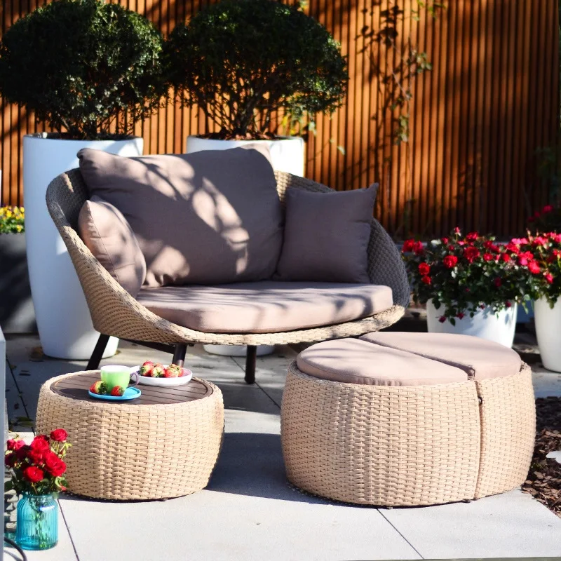 Balcony tables and chairs rattan leisure chairs, simple small coffee table