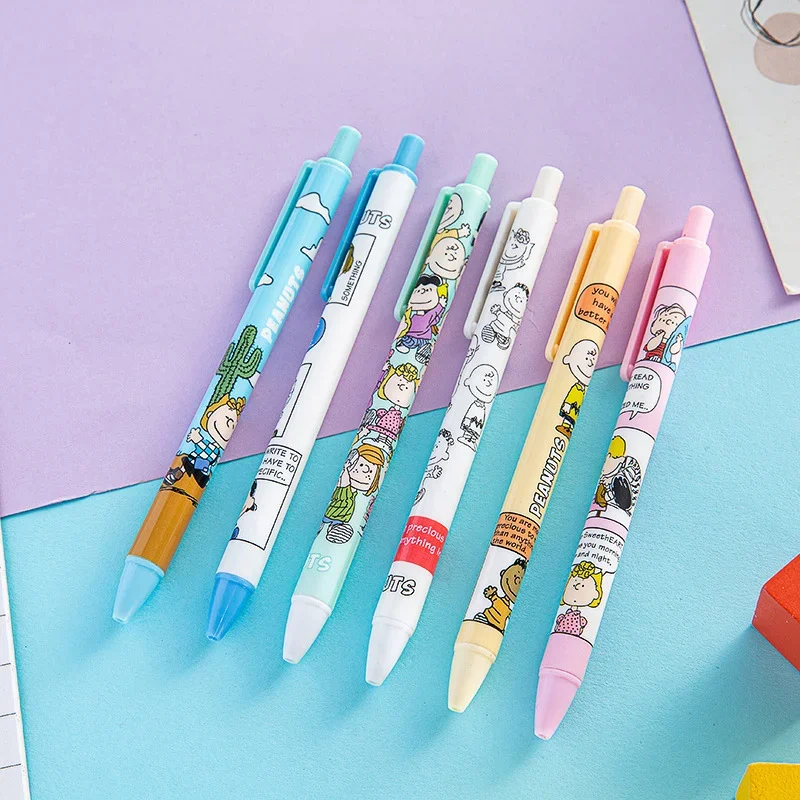 Snoopy Cartoon Neutral Pen 0.5mm Black Press Ballpoint Pen for Students Cute Gelpen School Office Writing Supplies Stationery