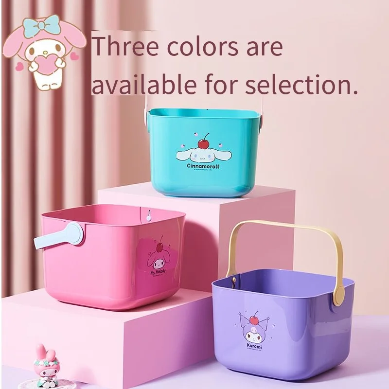 

Sanrio Kuromi Multifunctional Drain Basket Cute Cartoon Large Capacity Girls Student Desktop Bath Storage New Style Hand Frame