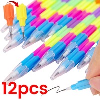 12Pcs/Set Kawaii Plastic Bullet Building Block Pencil for Kids Student Drawing Painting Wooden Lead Pencils Stationery Supplies