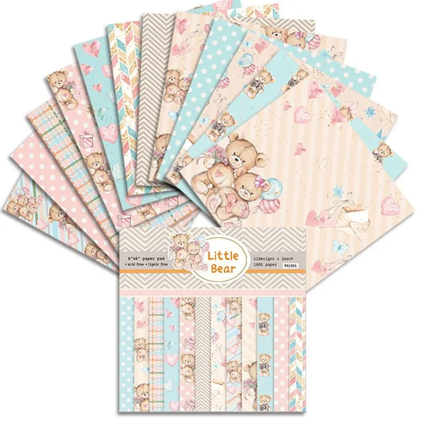 Album fotografico Scrapbook Journal Account Card sfondo carta 6 pollici Sweet Love Theme Animals Pattern 9 stili 24 fogli