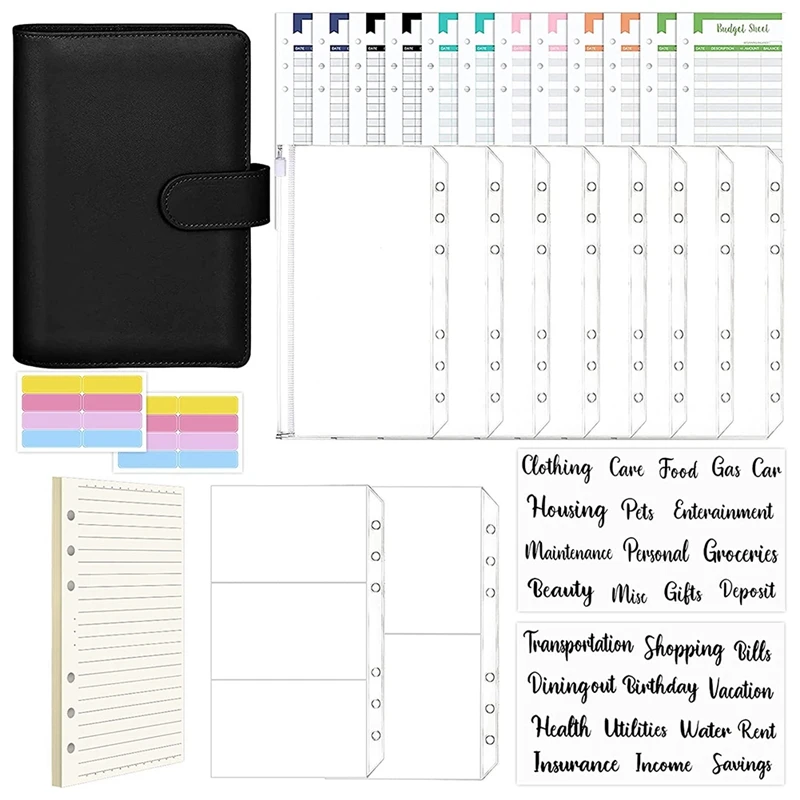 

69Pcs Cash Envelopes For Budgeting,Expense Budget Sheets(Refill Paper),Zipper Envelope,Receipt Pouch,Category Sticker