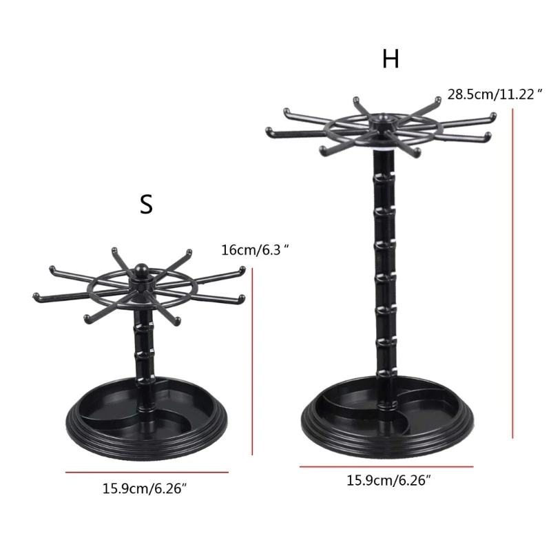 Jewelry Rotating Ring Display Holder Necklace Keychain Stand Rack Hooks Shelf Jewelry Accessories