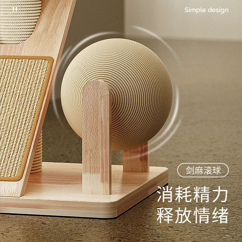 Árbol rascador madera para gatos grandes: sisal fijo y cueva de juegos - imagen 5