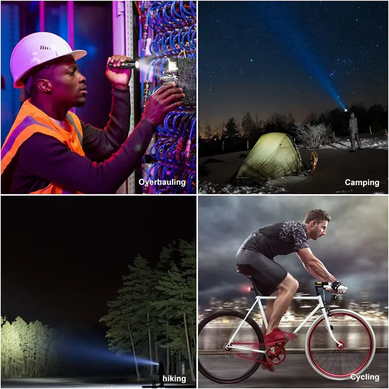 LED Zoomable Power Flashlight Chargeable XPE + COB Lamp High Lumen Glare Flashing Light Outdoor 2000 Lumens Lantern Night Light