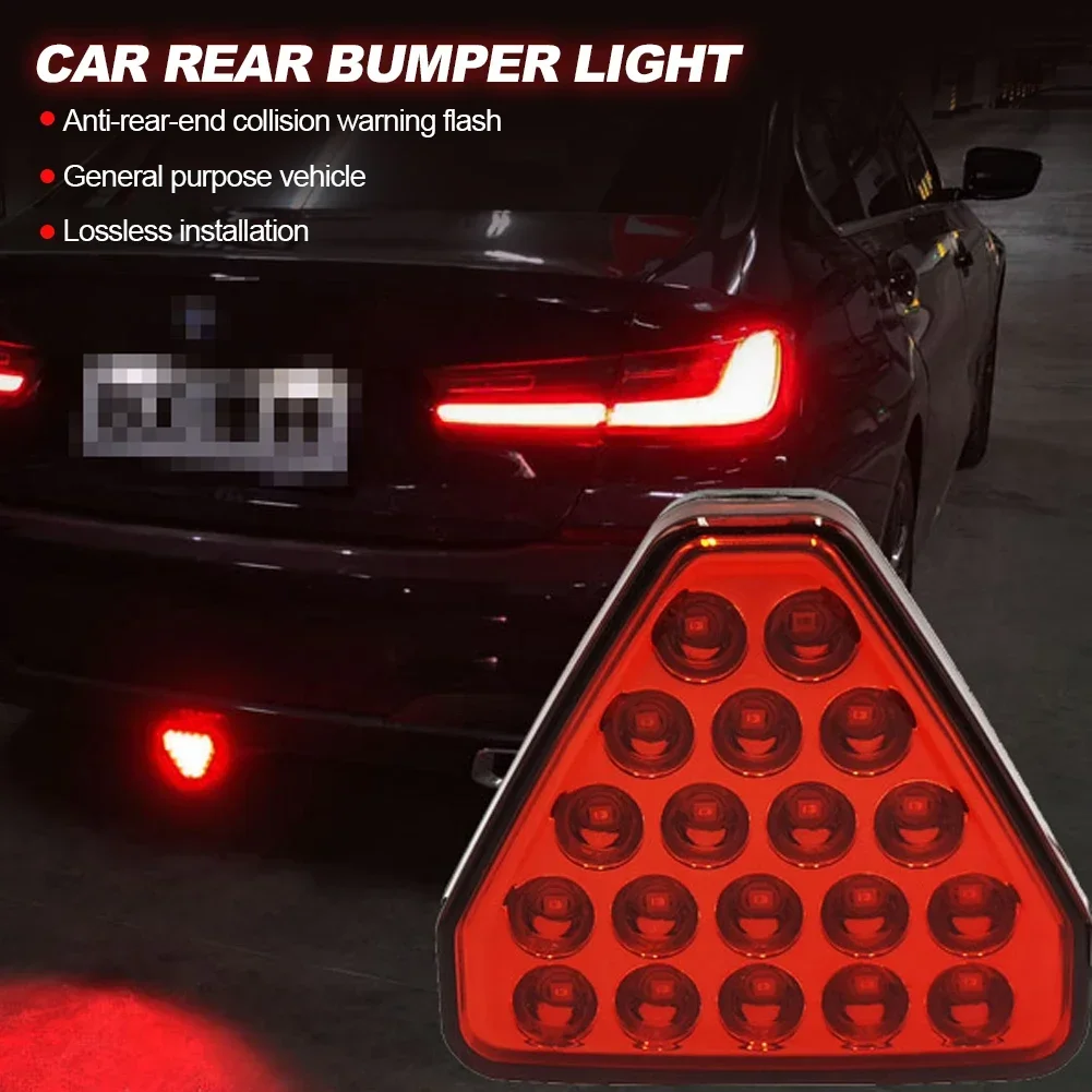 Universal F1 Style Car Brake Signal Lamp Triangle Sporty LED Rear Fog Light Tail Third Brake Lamp Tail Stop Strobe Light