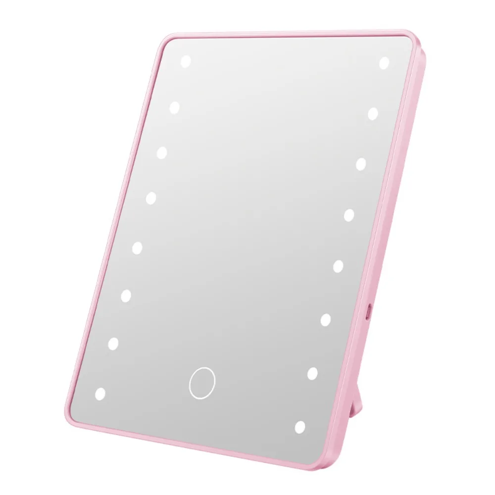 Espejo de maquillaje táctil luminoso, espejo cosmético de escritorio regulable con carga, mesa de luz Flexible de 3 colores, espejo de maquillaje para Baño