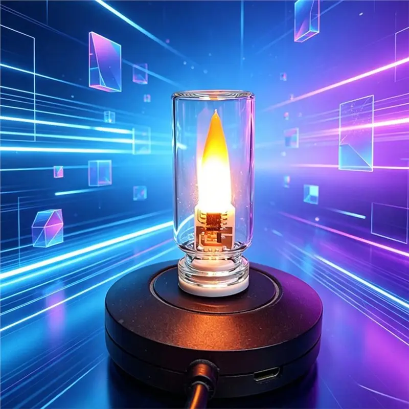 JHD USB Flame Flickering LED Frosted Clear Glass Candle Night Light Simulated Flame For Car Home Room Festival Decoration